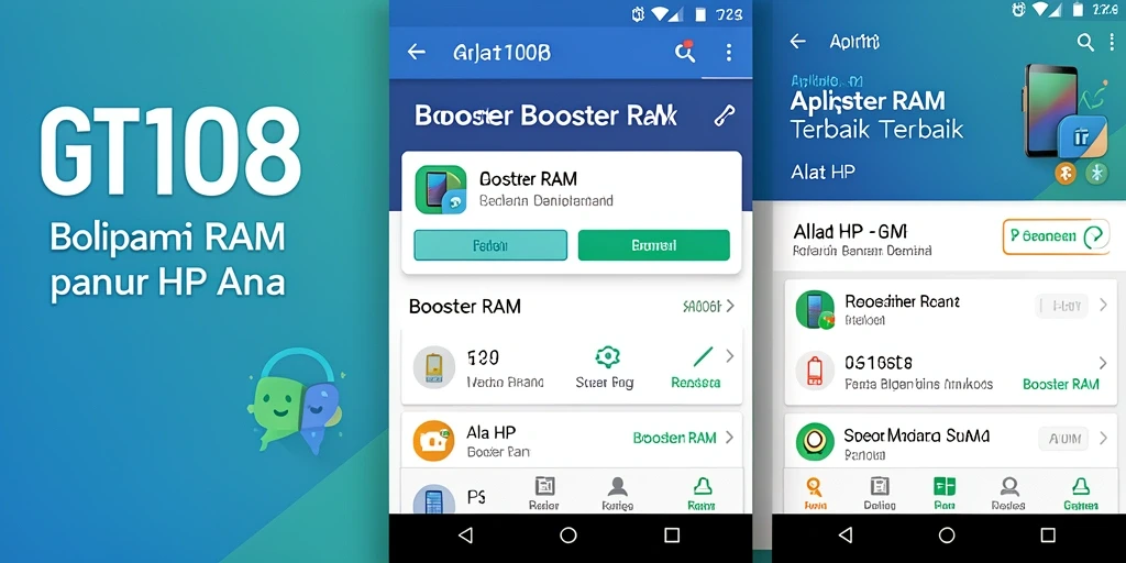 Antarmuka intuitif GT108 dengan fitur pembersihan RAM efektif.