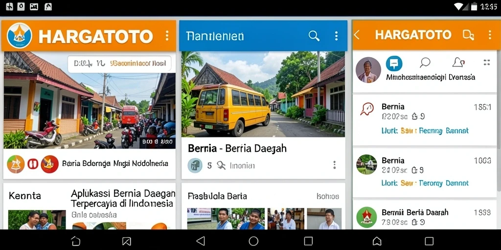 Antarmuka HARGATOTO menampilkan berita daerah yang informatif.