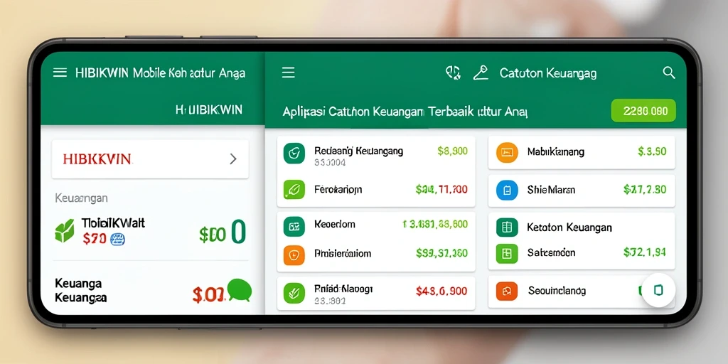Antarmuka HIBIKWIN untuk catatan keuangan yang mudah digunakan.