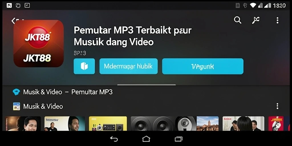 Antarmuka JKT88 yang menarik dengan variasi pemutar MP3.