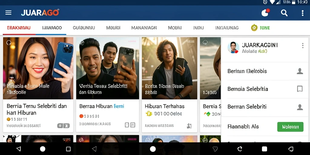 Tampilan menarik dari aplikasi JUARAGO untuk berita selebriti.
