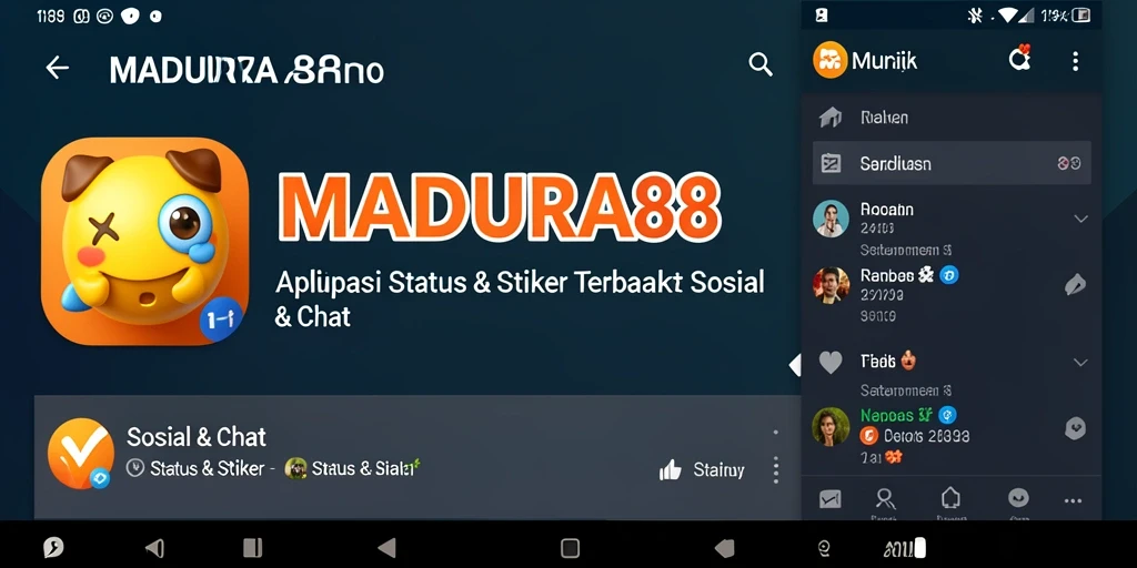 Antarmuka aplikasi MADURA88 dengan berbagai pilihan stiker.