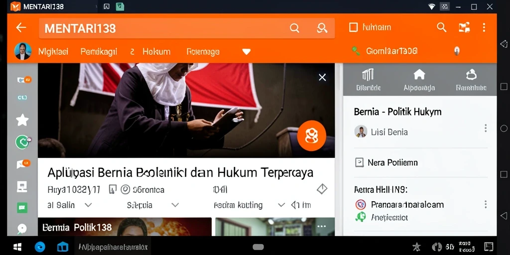 Antarmuka MENTARI138 menampilkan berita politik dan hukum terkini.