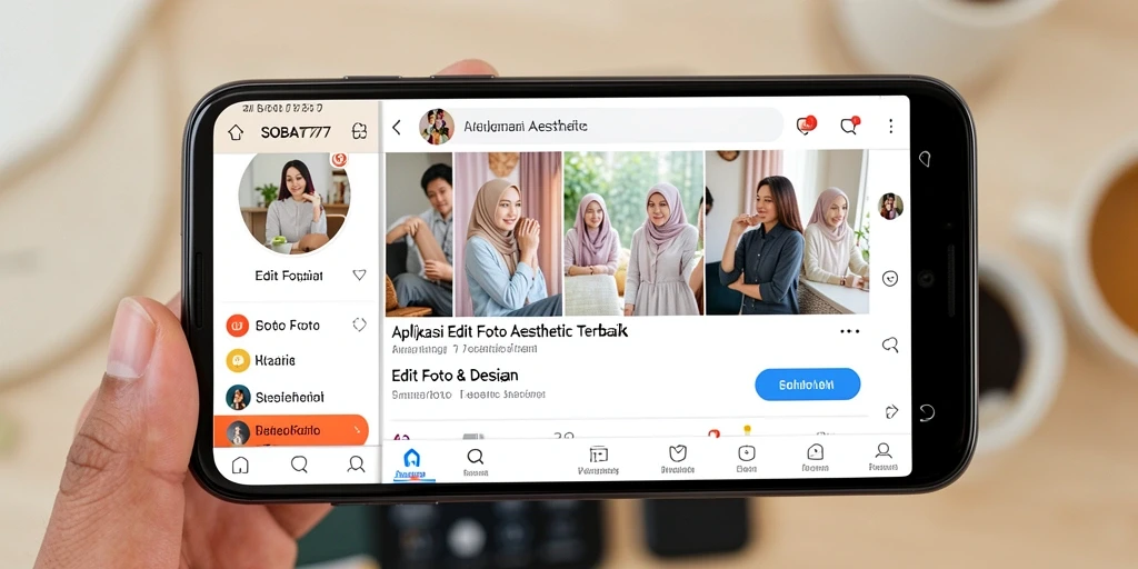 Screenshot antarmuka aplikasi SOBAT777 untuk Edit Foto Aesthetic.